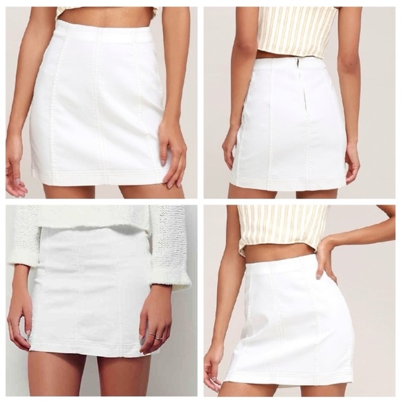 Free People White Stretch Mini Skirt Sz 2 - Picture 12 of 12